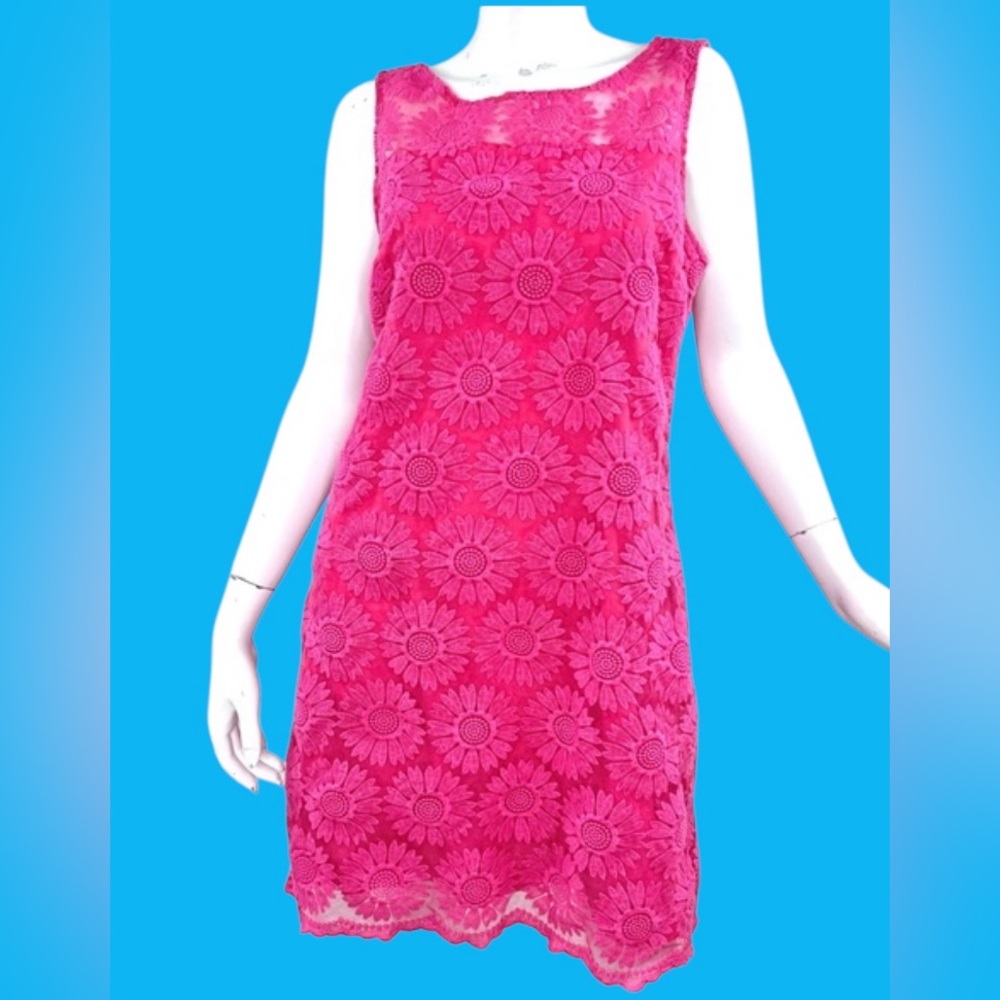 Mudpie Elegant Pink Floral Lace Dress Size M
